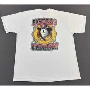 Rare Vintage Y2K Big Dogs Like It Hot Fire Department Humor Funny Art XL Shirt